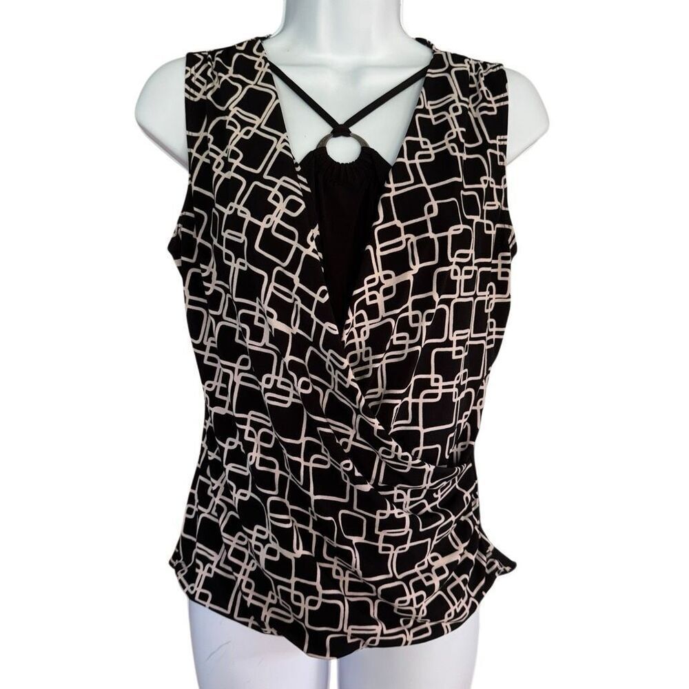 Vintage Y2K IZ Byer Geometric Layered O-Ring Sleeveless Top XL